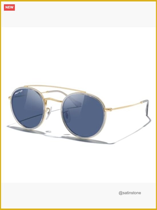 Retro Round Polarized Sunglasses - Unisex Double Bridge Metal Frame UV400 main image 4